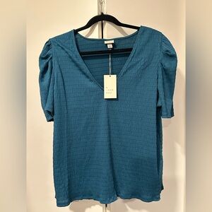a new day Teal Textured Blouse NWT XXL